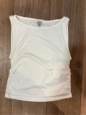 Aritzia White Ruched Side Tank Top